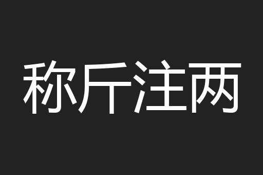 称斤注两