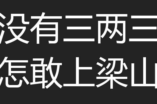 没有三两三怎敢上梁山